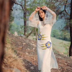 Blue primula Maxi Dress