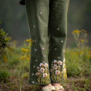 Green Hemp flutter flared Pants